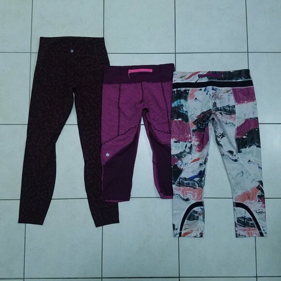 3 Lululemon Align Pant II Camo Raspberry Glo Run Inspire Size 6 Small Bundle - Picture 2 of 16